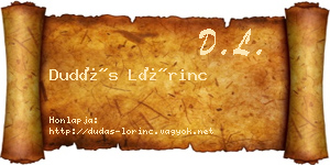 Dudás Lőrinc névjegykártya