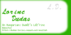 lorinc dudas business card